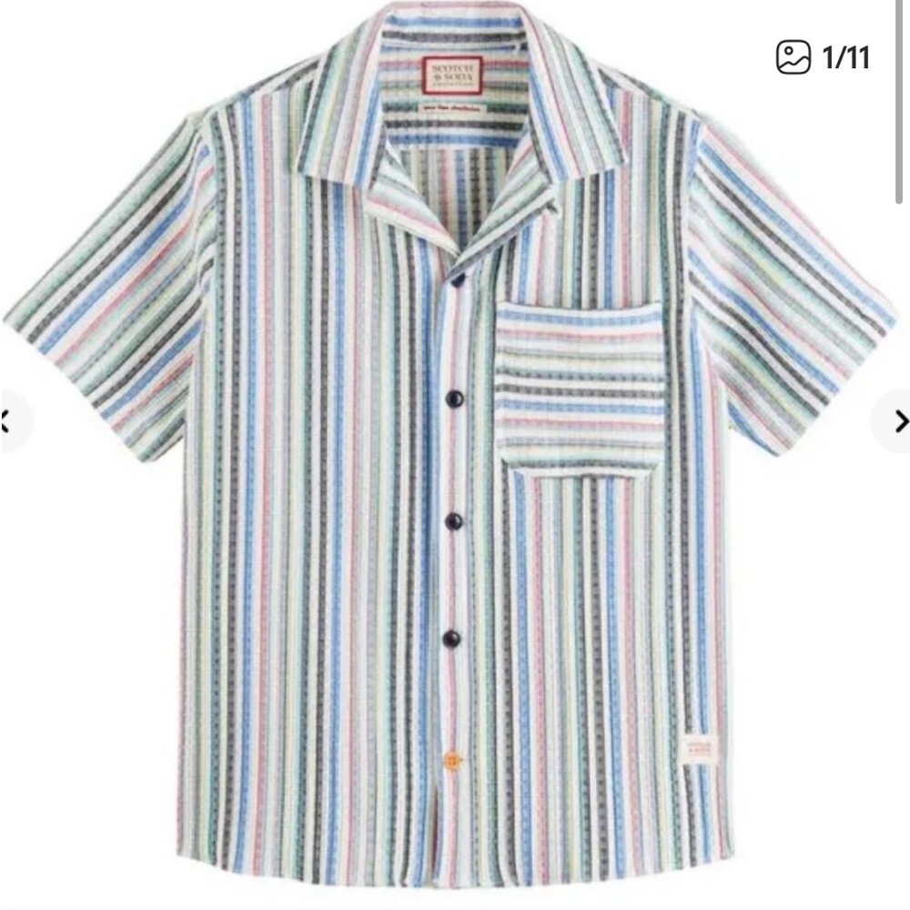 Like new Scotch & Soda Structured Short Sleeve Stripe Shirt large